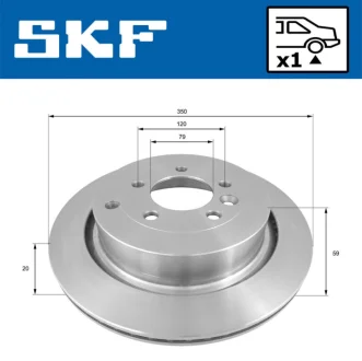 LANDROVER гальмівний диск задн.DISCOVERY 04- SKF VKBD 90233 V1