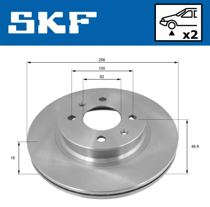 HYUNDAI диск гальмівний передн. i20 1.2 08- SKF VKBD 81158 V2 (фото 1)