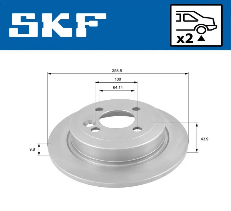 BMW диск гальмівний задн.Mini Coper,One 01- SKF VKBD 90050 S2 (фото 1)