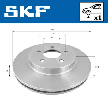 DB диск гальмівний передн. (вентил.) W163 SKF VKBD 80814 V1