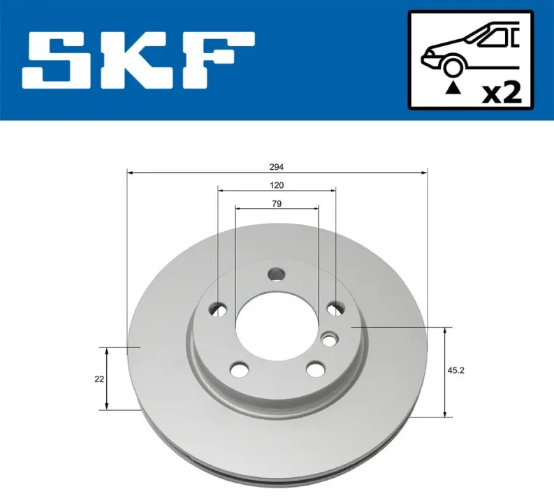 BMW диск гальм. передній MINI 1,6-2,0 10- SKF VKBD 80117 V2 (фото 1)