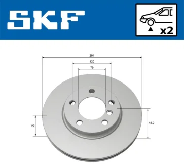 BMW диск гальм. передній MINI 1,6-2,0 10- SKF VKBD 80117 V2