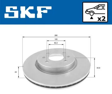 HYUNDAI диск гальм. передн. i20, KIA Rio SKF VKBD 81119 V2