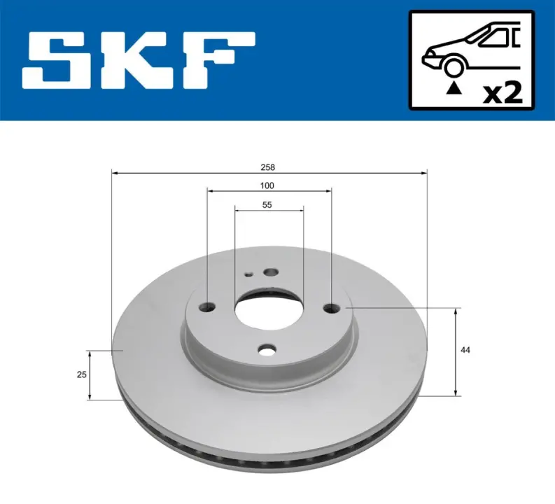 Диск гальм. передн. MAZDA 2 14- SKF VKBD 81134 V2 (фото 1)