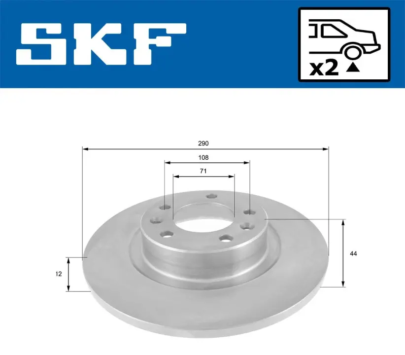 Диск гальм. задн. PEUGEOT 508 SKF VKBD 90158 S2 (фото 1)