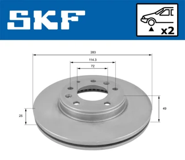 Диск гальм передн Mazda 6 -07 SKF VKBD 80275 V2