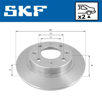 KIA диск гальм. CARENS II SKF VKBD 90884 S2