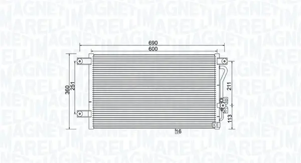 MITSUBISHI Радіатор кондиціонера (конденсатор) L200 2.0, 2.4, 2.5 96- MAGNETI MARELLI 350203987000 (фото 1)