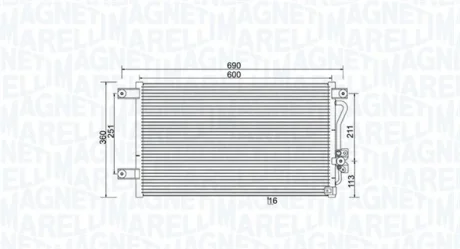MITSUBISHI Радіатор кондиціонера (конденсатор) L200 2.0, 2.4, 2.5 96- MAGNETI MARELLI 350203987000