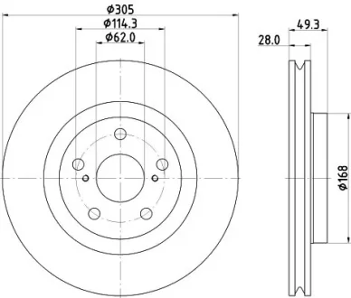 PRO HIGH CARBON TOYOTA гальмівний диск передн. Camry 17-, Rav 4 V 18- HELLA 8DD 355 135-241