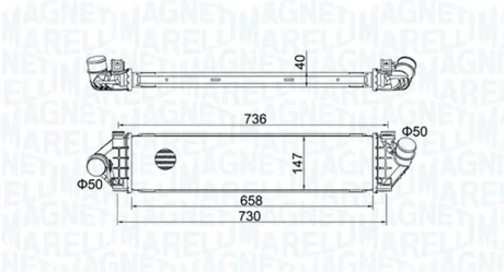 Інтеркулер VOLVO S60 II, S80 II, V60 I, V70 III FORD C-MAX, C-MAX II, FOCUS C-MAX, FOCUS II, FOCUS III, GALAXY II, GALAXY MK II, GRAND C-MAX, KUGA I, KUGA II, MONDEO IV 1.6-2.5ALK 10.03-12.19 MAGNETI MARELLI 351319204270