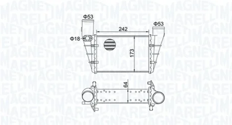 Інтеркулер AUDI A4 B5, A6 C5 VW PASSAT B3/B4, PASSAT B5, PASSAT B5.5 1.8-2.8 10.93-05.05 MAGNETI MARELLI 351319204070