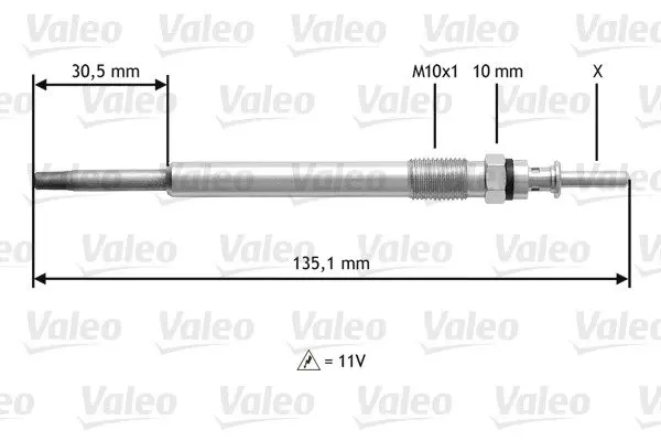 VALEO OPEL свічка розжарювання 2,0/2,2DTI Vectra C, Omega B, Astra G 00- Valeo 345112 (фото 1)