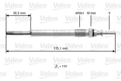 VALEO OPEL свічка розжарювання 2,0/2,2DTI Vectra C, Omega B, Astra G 00- Valeo 345112