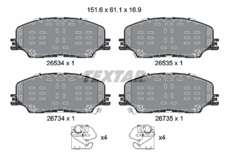 Комплект гальмівних колодок передн, ISUZU D-MAX II, D-MAX III 1.9D-Electric 06.12- TEXTAR 2653401