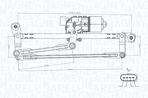 VW Трапеція склоочисника (з двиг.) JETTA IV 10- MAGNETI MARELLI 064351737010 (фото 1)