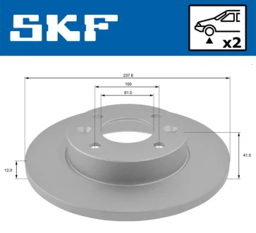 RENAULT гальмівний диск перед. 5, 9, 11, 19, Clio, Megane, Rapid, Twingo SKF VKBD 80343 S2