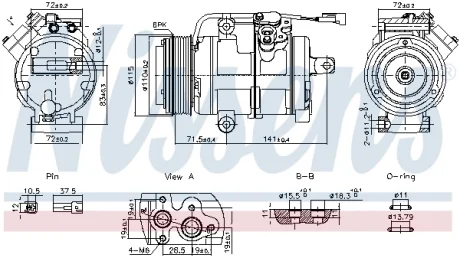 Компресор MAZDA CX9 (2007) 3.7 VVT NISSENS 891060