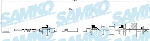 Трос зчеплення Fiat Ducato, Citroen Jumper, Peugeot Boxer 1.9D 94-> (1090/555 мм) (LPR-Samko) SAMKO C0061C (фото 1)