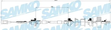Трос зчеплення Fiat Ducato, Citroen Jumper, Peugeot Boxer 1.9D 94-> (1090/555 мм) (LPR-Samko) SAMKO C0061C